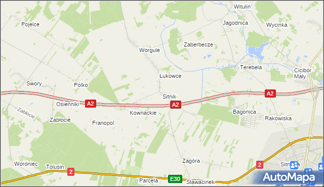 mapa Sitnik gmina Biała Podlaska, Sitnik gmina Biała Podlaska na mapie Targeo