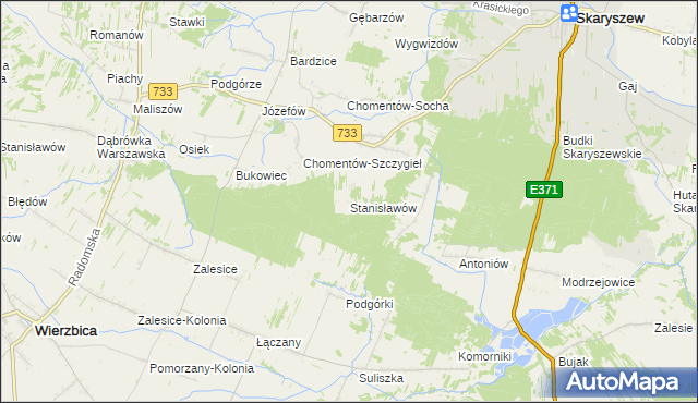 mapa Stanisławów gmina Skaryszew, Stanisławów gmina Skaryszew na mapie Targeo