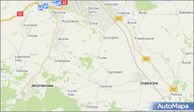 mapa Turów gmina Głogów, Turów gmina Głogów na mapie Targeo