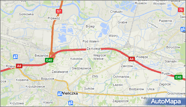 mapa Węgrzce Wielkie, Węgrzce Wielkie na mapie Targeo