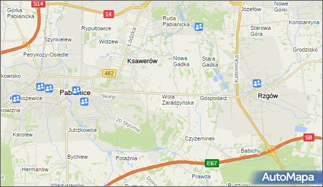 mapa Wola Zaradzyńska, Wola Zaradzyńska na mapie Targeo