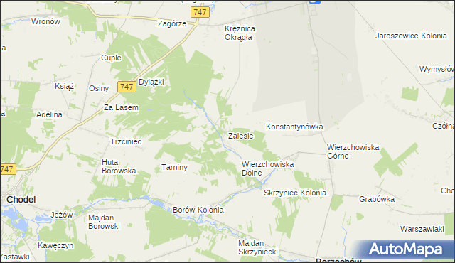 mapa Zalesie gmina Bełżyce, Zalesie gmina Bełżyce na mapie Targeo