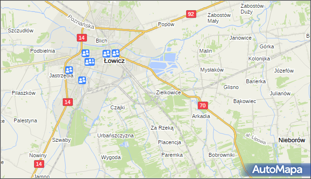 mapa Zielkowice, Zielkowice na mapie Targeo