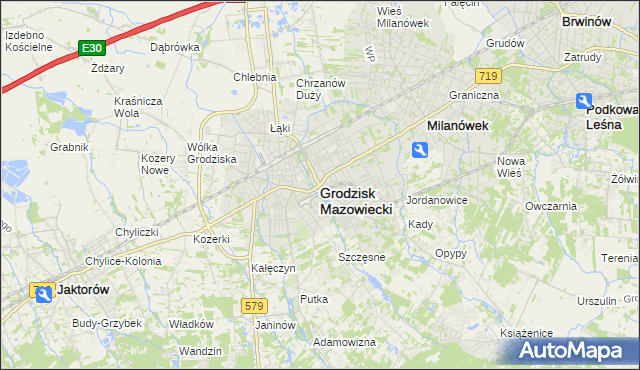 mapa Grodzisk Mazowiecki, Grodzisk Mazowiecki na mapie Targeo