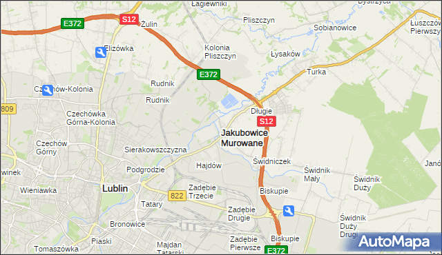 mapa Jakubowice Murowane, Jakubowice Murowane na mapie Targeo