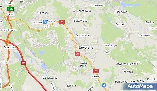 mapa Jaworzno, Jaworzno na mapie Targeo