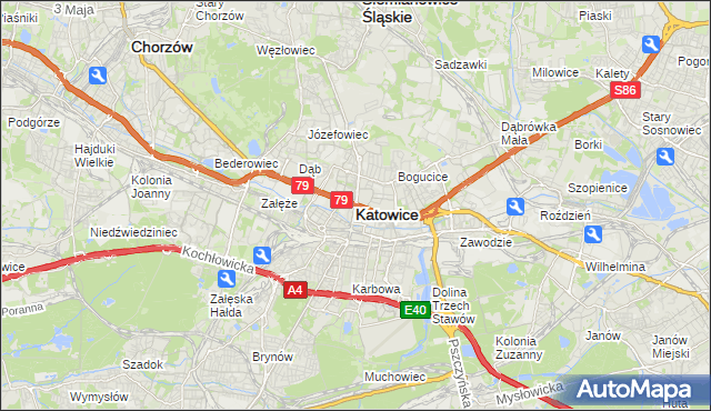 mapa Katowic, Katowice na mapie Targeo