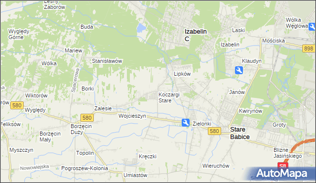 mapa Koczargi Stare, Koczargi Stare na mapie Targeo