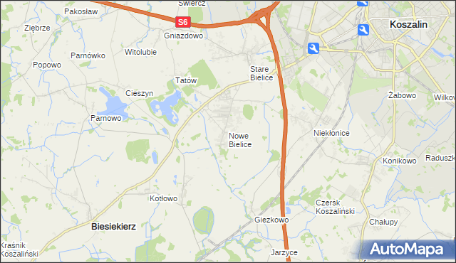 mapa Nowe Bielice, Nowe Bielice na mapie Targeo