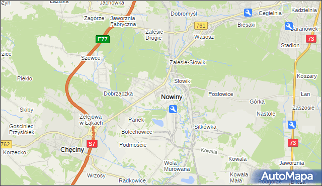 mapa Nowiny gmina Sitkówka-Nowiny, Nowiny gmina Sitkówka-Nowiny na mapie Targeo