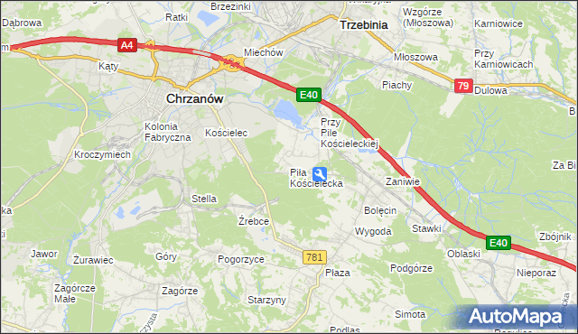 mapa Piła Kościelecka, Piła Kościelecka na mapie Targeo