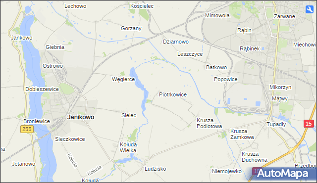 mapa Piotrkowice gmina Inowrocław, Piotrkowice gmina Inowrocław na mapie Targeo