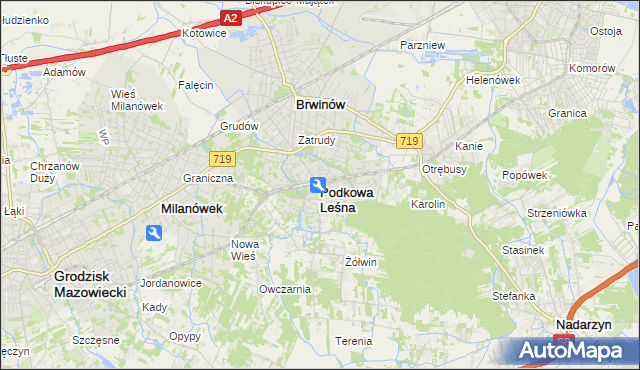 mapa Podkowa Leśna, Podkowa Leśna na mapie Targeo