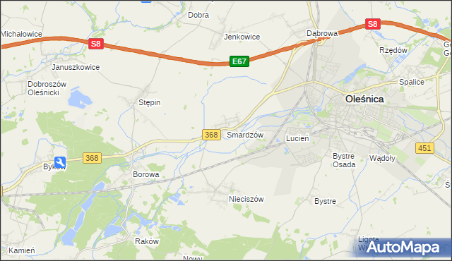 mapa Smardzów gmina Oleśnica, Smardzów gmina Oleśnica na mapie Targeo