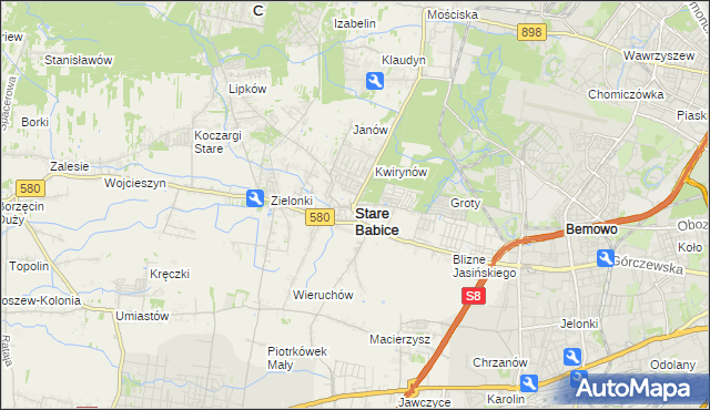 mapa Stare Babice, Stare Babice na mapie Targeo