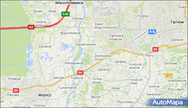 mapa Zbylitowska Góra, Zbylitowska Góra na mapie Targeo