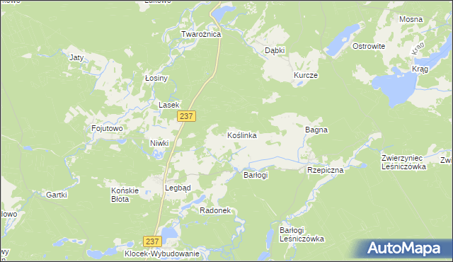 mapa Koślinka gmina Tuchola, Koślinka gmina Tuchola na mapie Targeo