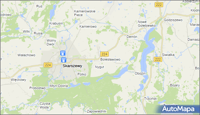mapa Bolesławowo gmina Skarszewy, Bolesławowo gmina Skarszewy na mapie Targeo