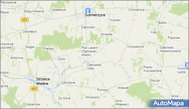 mapa Dębowiec Wielki, Dębowiec Wielki na mapie Targeo