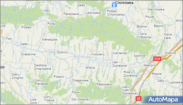 mapa Kobylany gmina Chorkówka, Kobylany gmina Chorkówka na mapie Targeo