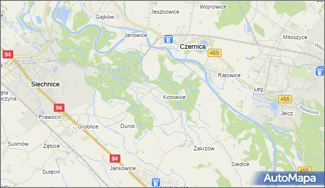 mapa Kotowice gmina Siechnice, Kotowice gmina Siechnice na mapie Targeo