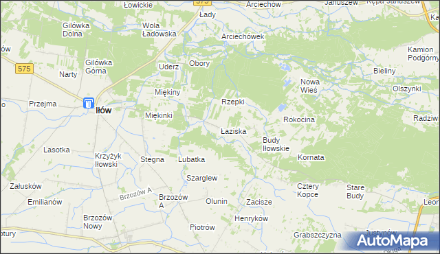 mapa Łaziska gmina Iłów, Łaziska gmina Iłów na mapie Targeo