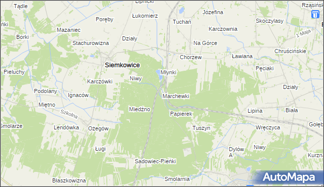 mapa Marchewki gmina Siemkowice, Marchewki gmina Siemkowice na mapie Targeo