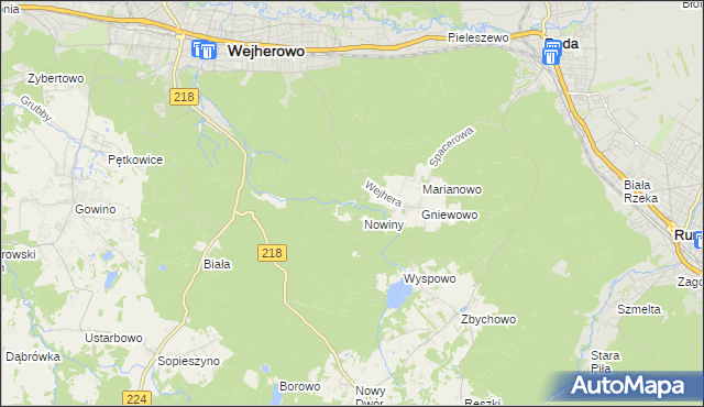 mapa Młynki gmina Wejherowo, Młynki gmina Wejherowo na mapie Targeo