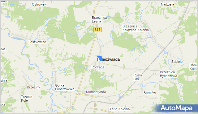 mapa Niedźwiada powiat lubartowski, Niedźwiada powiat lubartowski na mapie Targeo