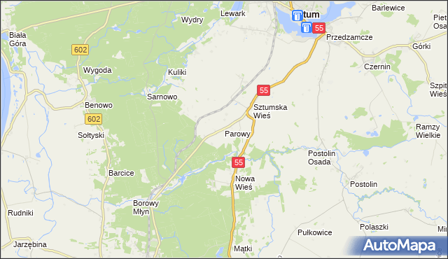 mapa Parowy, Parowy na mapie Targeo