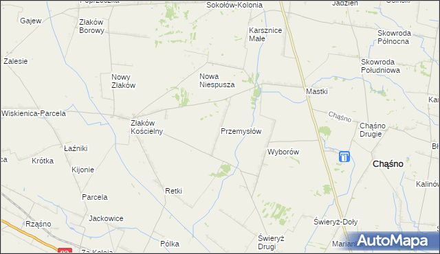 mapa Przemysłów gmina Chąśno, Przemysłów gmina Chąśno na mapie Targeo
