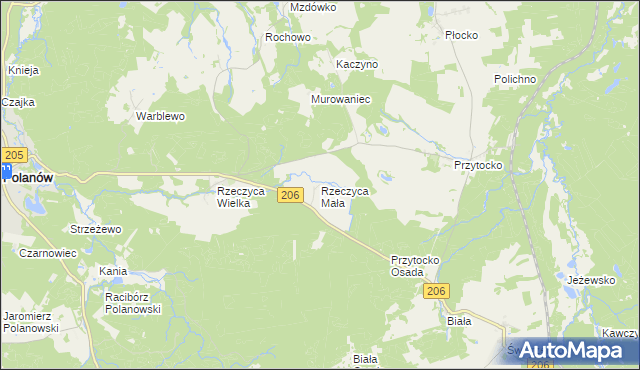 mapa Rzeczyca Mała, Rzeczyca Mała na mapie Targeo