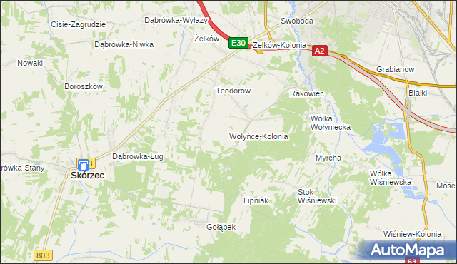 mapa Wołyńce-Kolonia, Wołyńce-Kolonia na mapie Targeo