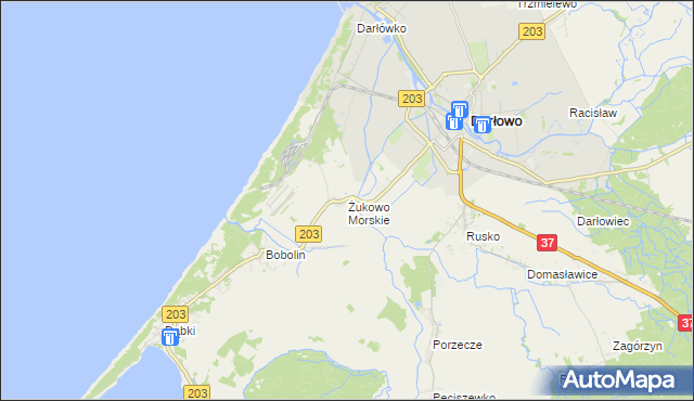mapa Żukowo Morskie, Żukowo Morskie na mapie Targeo