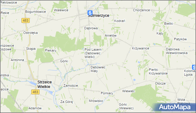 mapa Dębowiec Wielki, Dębowiec Wielki na mapie Targeo
