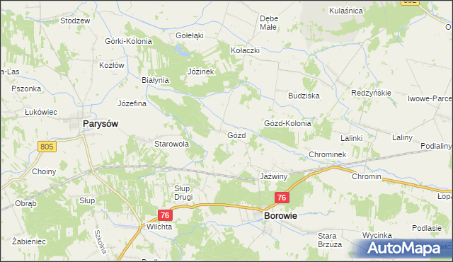 mapa Gózd gmina Borowie, Gózd gmina Borowie na mapie Targeo