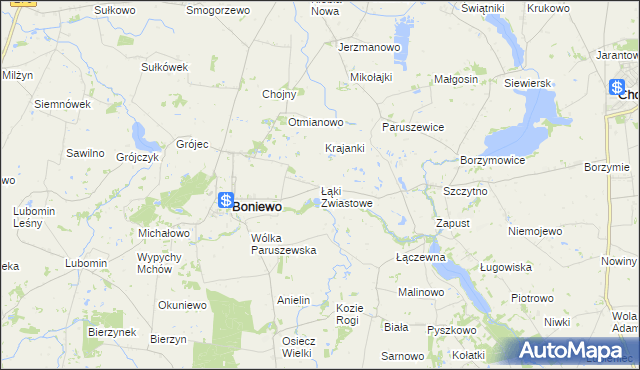 mapa Łąki Zwiastowe, Łąki Zwiastowe na mapie Targeo