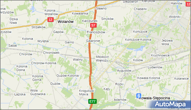 mapa Młodocin Większy, Młodocin Większy na mapie Targeo