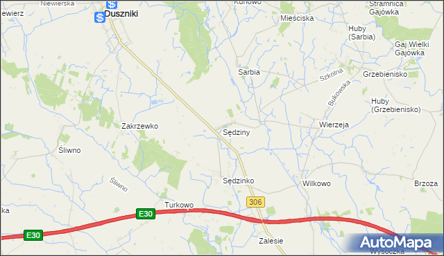 mapa Sędziny, Sędziny na mapie Targeo