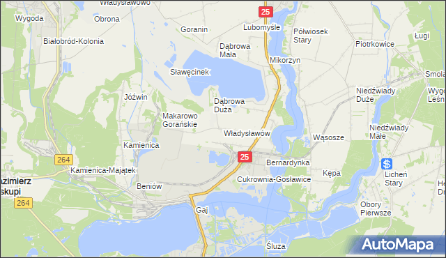 mapa Władysławów gmina Ślesin, Władysławów gmina Ślesin na mapie Targeo