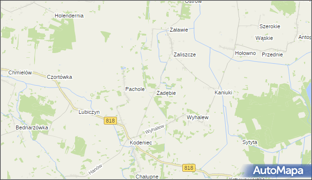 mapa Zadębie gmina Dębowa Kłoda, Zadębie gmina Dębowa Kłoda na mapie Targeo
