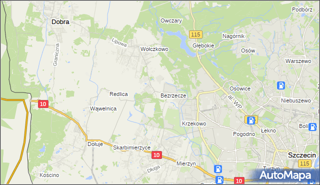 mapa Bezrzecze, Bezrzecze na mapie Targeo