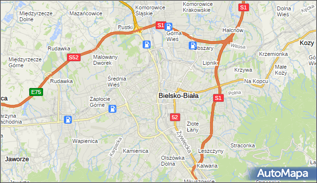 mapa Bielsko-Białej, Bielsko-Biała na mapie Targeo