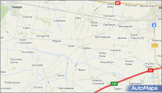 mapa Cegłów gmina Baranów, Cegłów gmina Baranów na mapie Targeo
