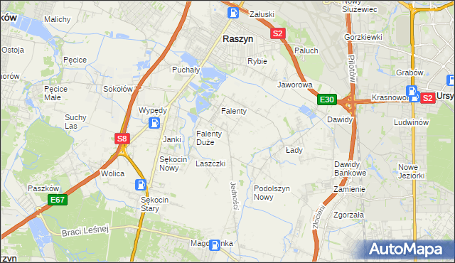 mapa Falenty Nowe, Falenty Nowe na mapie Targeo