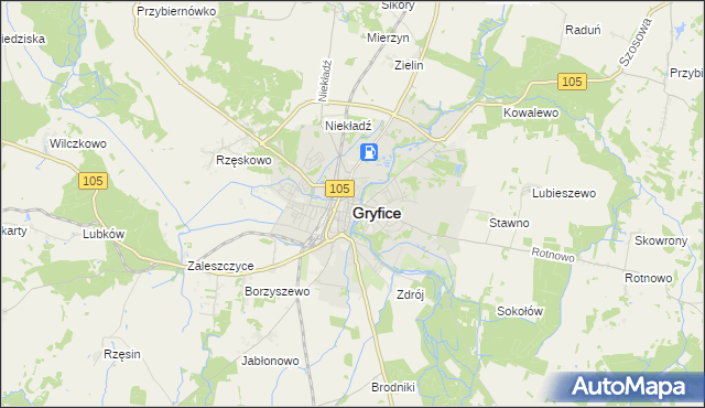 mapa Gryfice, Gryfice na mapie Targeo