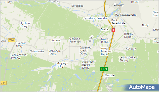 mapa Jasieniec Iłżecki Górny, Jasieniec Iłżecki Górny na mapie Targeo