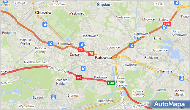 mapa Katowic, Katowice na mapie Targeo