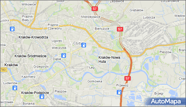mapa Nowa Huta gmina Kraków, Nowa Huta gmina Kraków na mapie Targeo