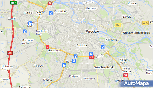 mapa Południe, Południe na mapie Targeo